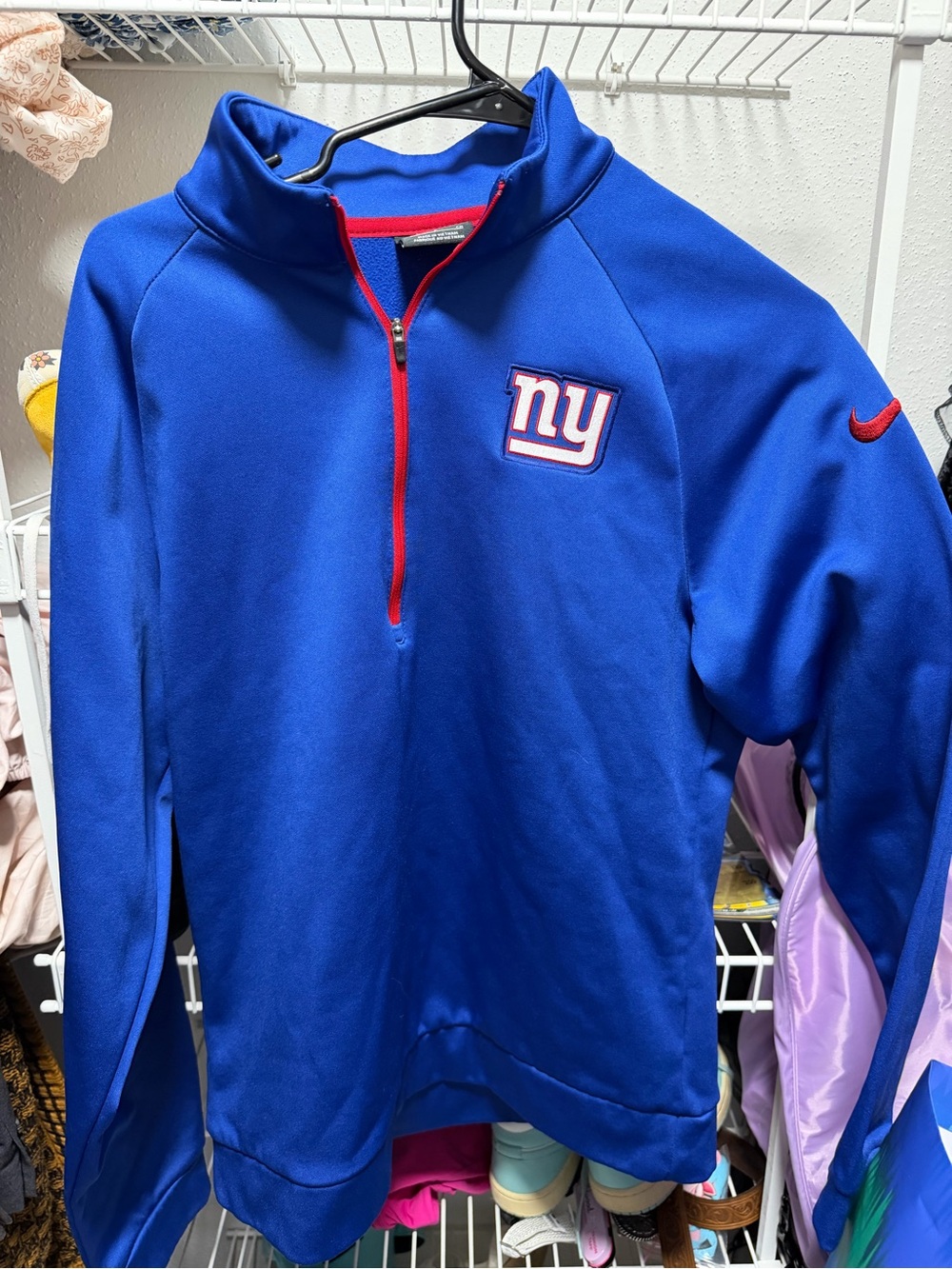 NFL Blue and Red Quarter-Zip Pullover Sweater